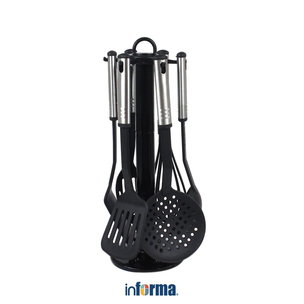 PERALATAN Informa Cooking Color Set 7 Pcs Nancy Nylon Cooking Utensils With Stand Cooking Utensils Kitchen Supplies Food Grade Cooking Utensils Set Spatula Sutil