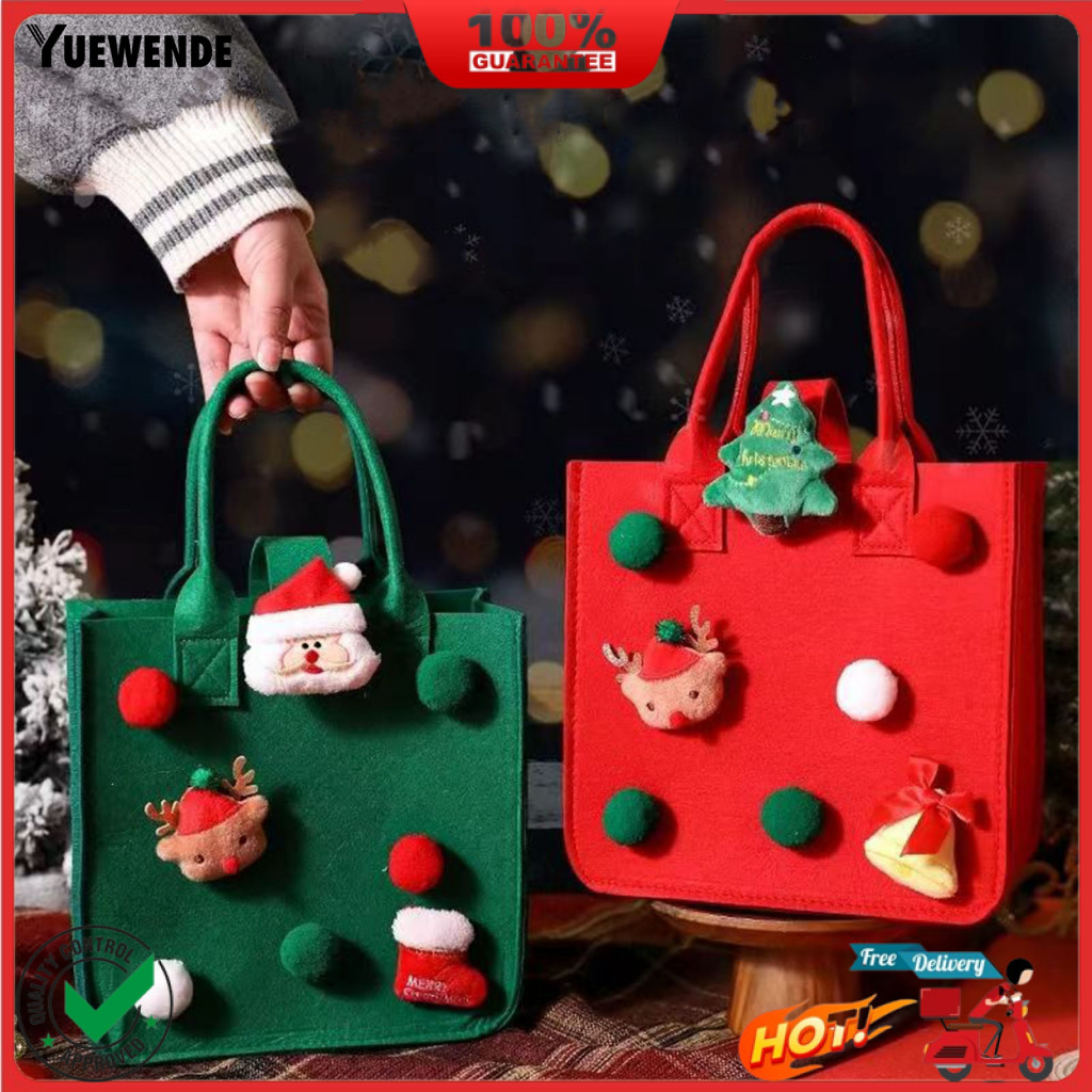 YQ.B Christmas Handbag Environmentally Friendly Tote Bag Christmas Santa Claus Felt Handbag Vibrant Color Xmas Tote for Shopping Spacious Sturdy Design