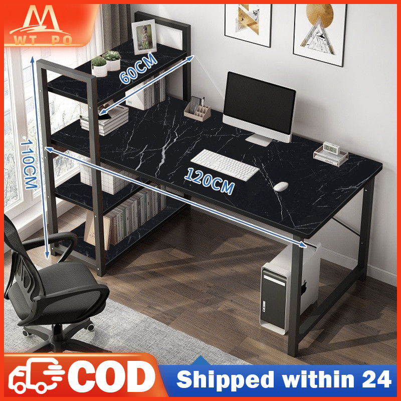 【Wt Po】120CM Computer Desk With Book Shelf Study Table Writing Desk Office Table Sekolah Meja Basic Table Meja Belajar