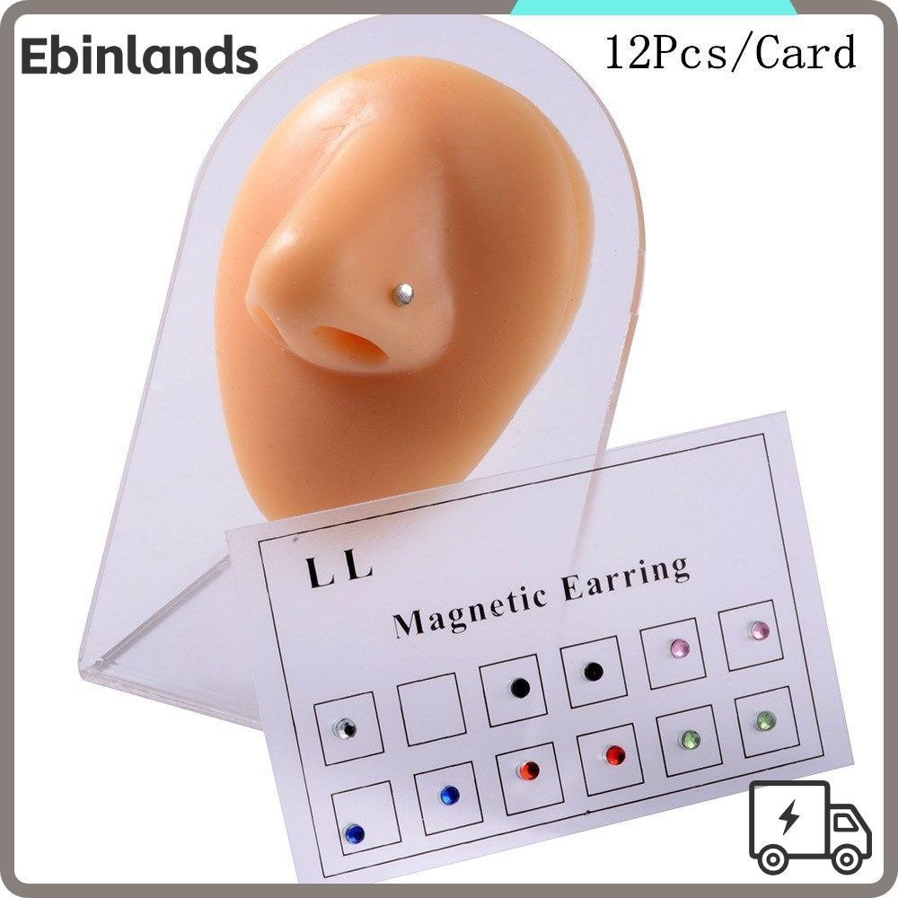 EBINLANDS Fashion Magnet Earring Non Pierced Ear Tragus Cartilage Stud Lip Labret Stud Fake Piercings New Magnetic Jewelry Nose Ring