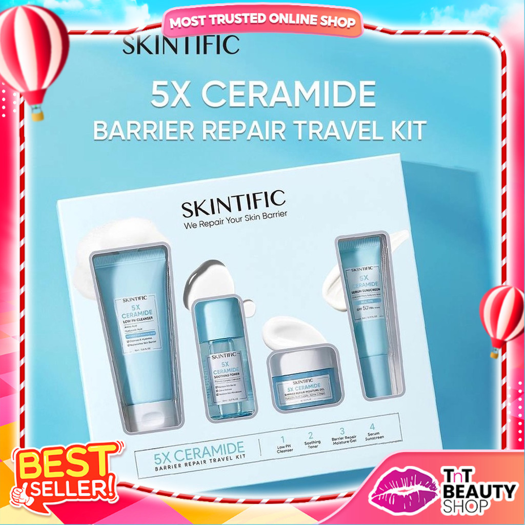 Skintific 5X Ceramide Barrier Repair Travel Kit - Skincare Moisturizer Package - Cleanser - Soothing toner - Serum Sunscreen | Tnt Beauty Shop