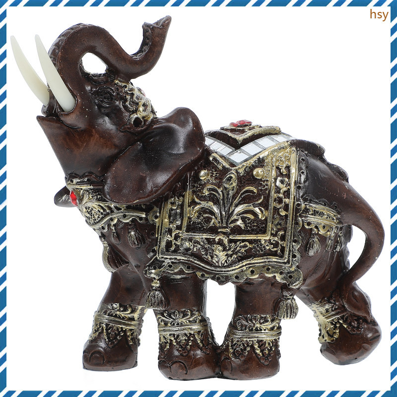 Elephant Art Figurines Collectible Home Decorations Resin Artwork Prop Grace Lucky Wildlife Animal Statue Ornament Office huyisheng