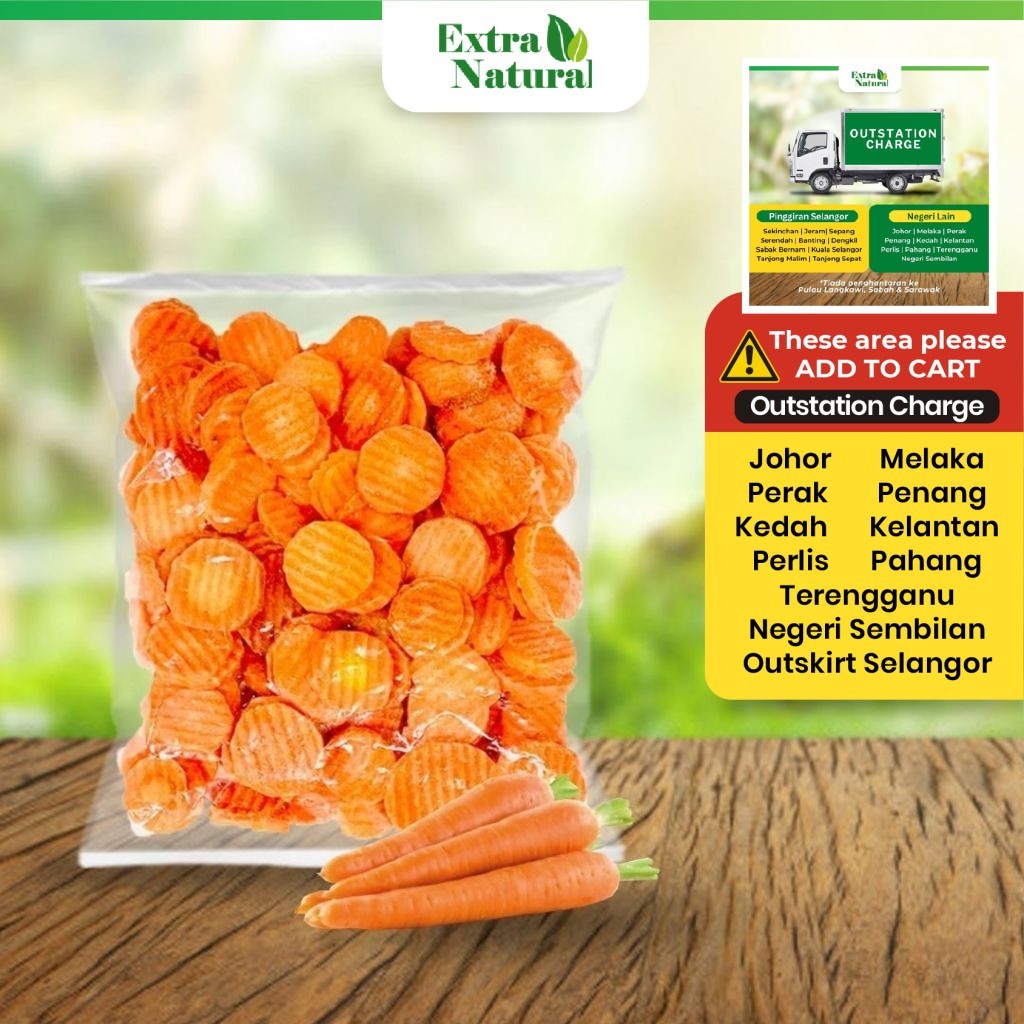 Frozen Carrot Slice [Lobak Merah] (Please read description box before order) |[Extra Natural]