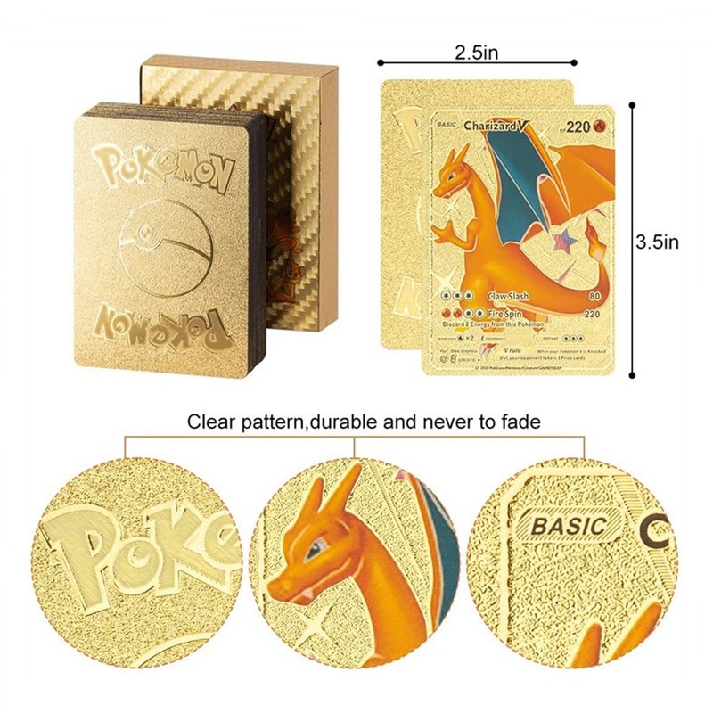 Have Durable 54PCS 36PCS 18PCS Gold Card Black Silver Charizard Cards English Version Game Battle Toys Children Colle... - Image 2