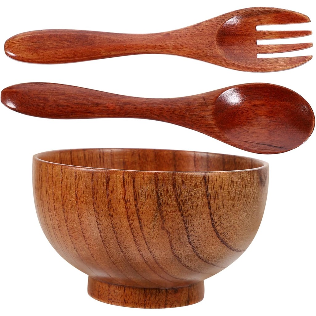 BESTOYARD 1 Set Log Deep Bowl Wooden Bowl Set Bowls Fruit Bowl Large Wooden Bowl Small Wooden Bowl Wooden Salad Bowl Salad Serving Bowl Wooden Serving Bowl Dinner Bowl Jujube Wood