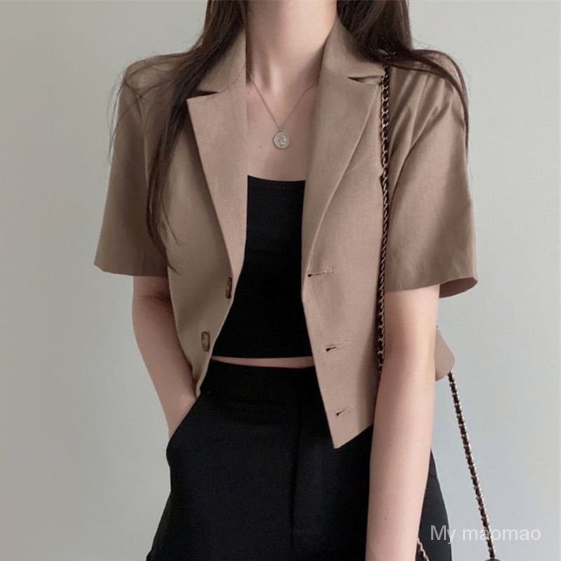 Quality Must 【】Women's Korean-Style Casual Short-Sleeved Solid Color Suit Summer Thin Loose Short Temperament Jac... - Image 4