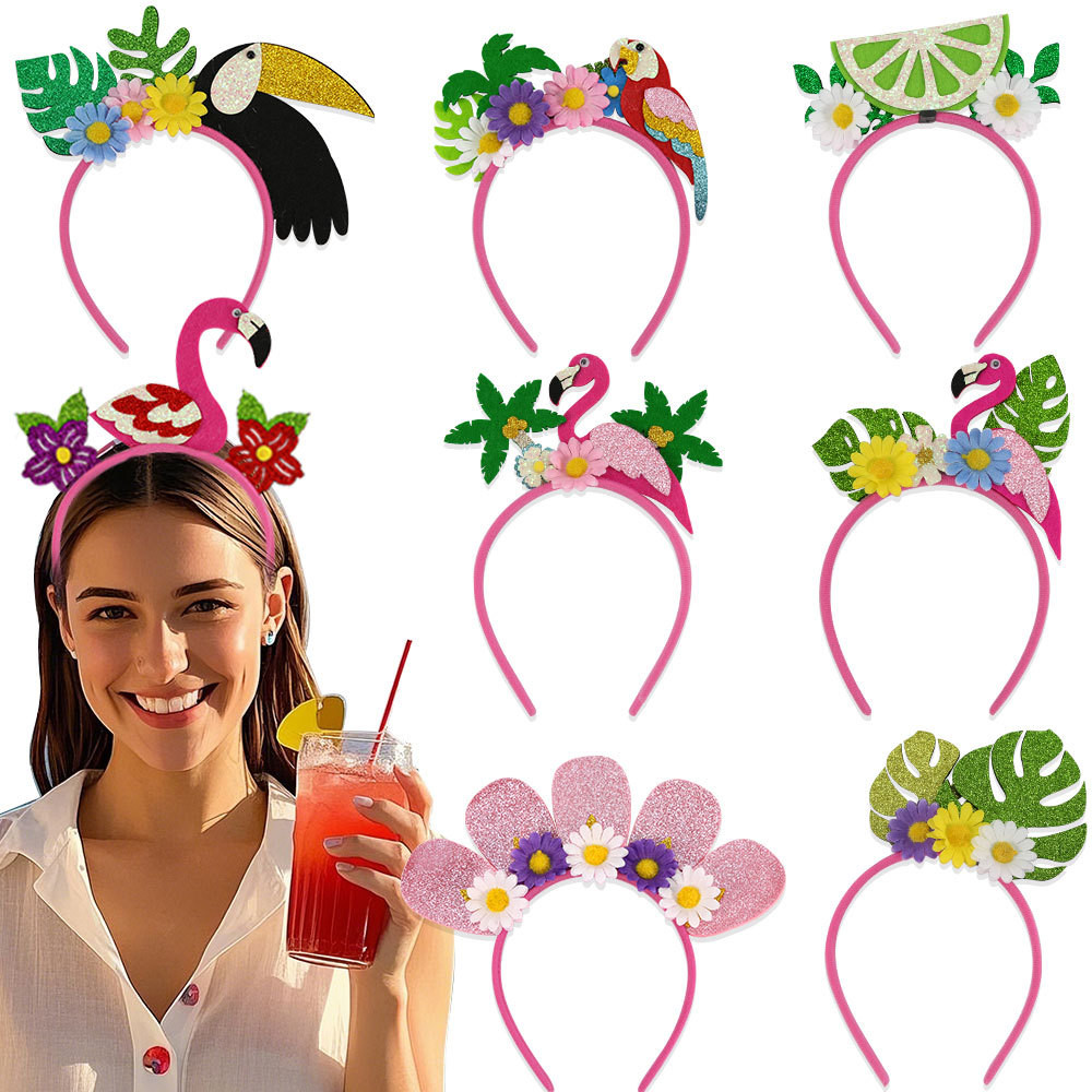 Hawaiian headband party decoration headband coconut tree flamingo headband summer beach dance dress up flower headdress holiday photography props