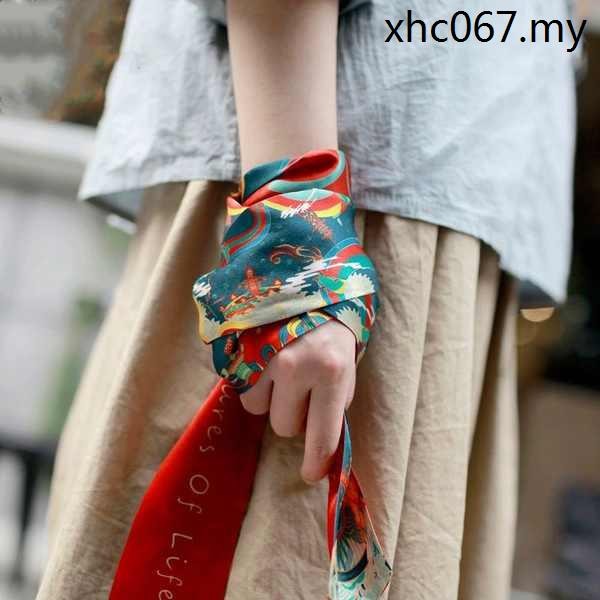 · Recent Hot Sale · Dunhuang Small Silk Scarf Female Satin Bow Streamer Red Ribbon Long Hair Band Antique Headwear All-Match Ethnic Style