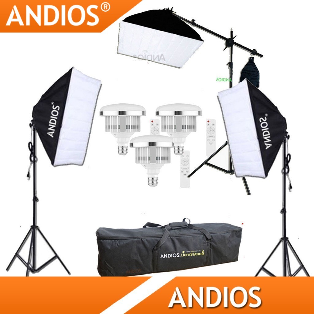 Pro Softbox Lighting Studio Light Photography Kit Camera Video Stand Boom Arm Lampu Soft Box Kamera Umbrella Lamp Andios