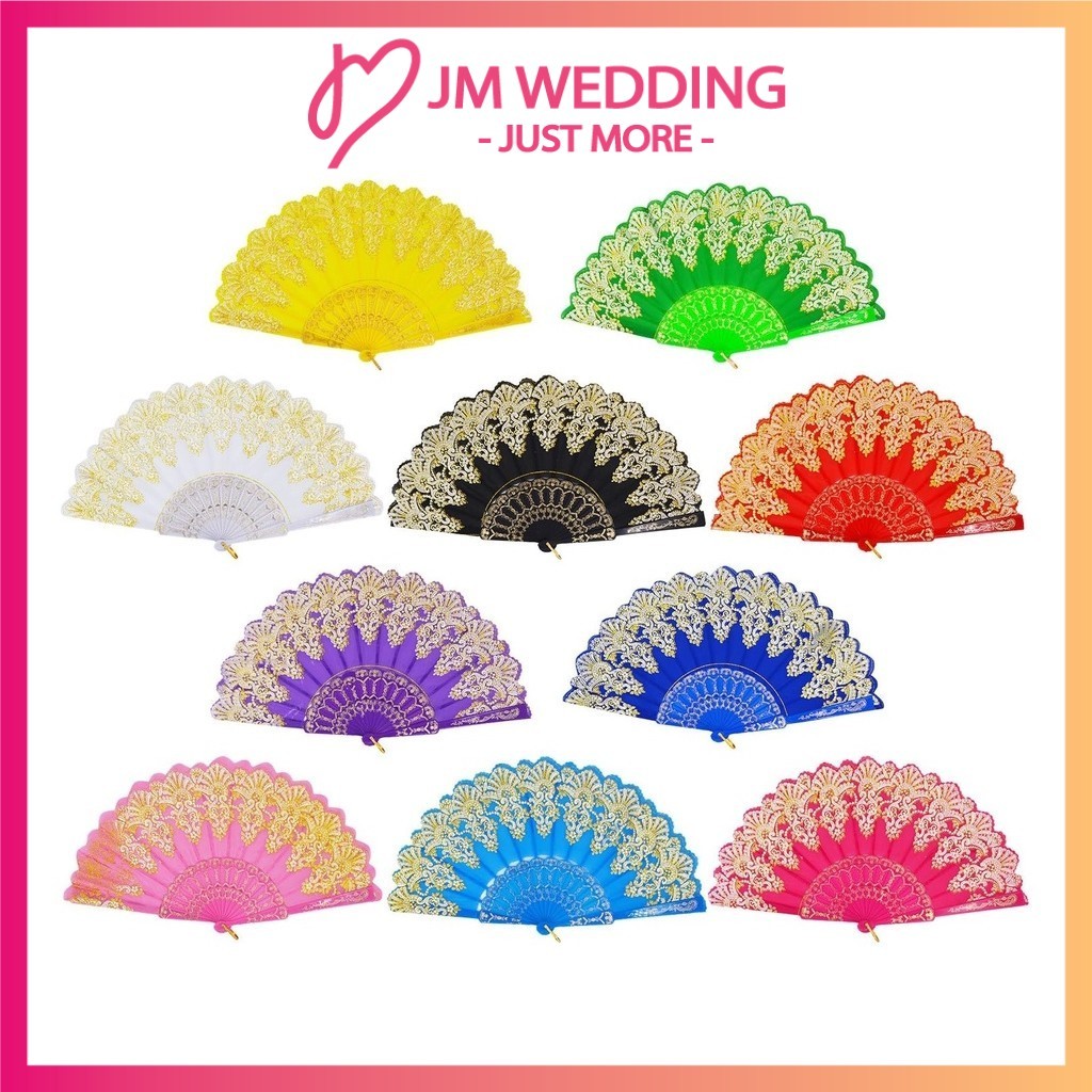 Lace Batik Plastic Folding Fan Traditional Handheld Fans Lace Rose Floral Elegant Lawa Kipas Tangan