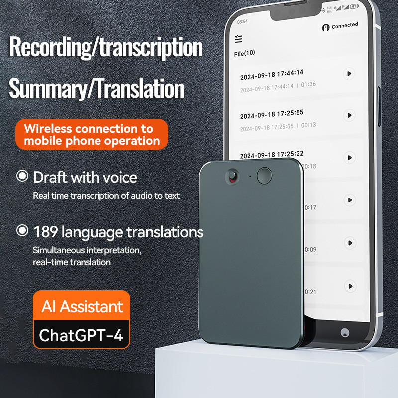 A3 Dual Button AI Voice Recorder ChatGPT 4 Intelligent Transcription Translation Summary Recording Pen APP Version
