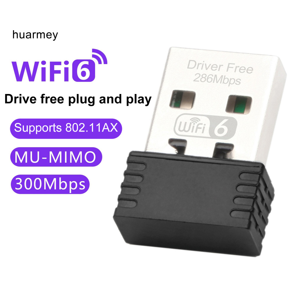 HUARMEY Multiple Encryption Network Adapter Safe Surfing Wireless Network Adapter High-speed Plug and Play Wifi 6 Adapter for Strong Signal Reception 300mbps for Southeast