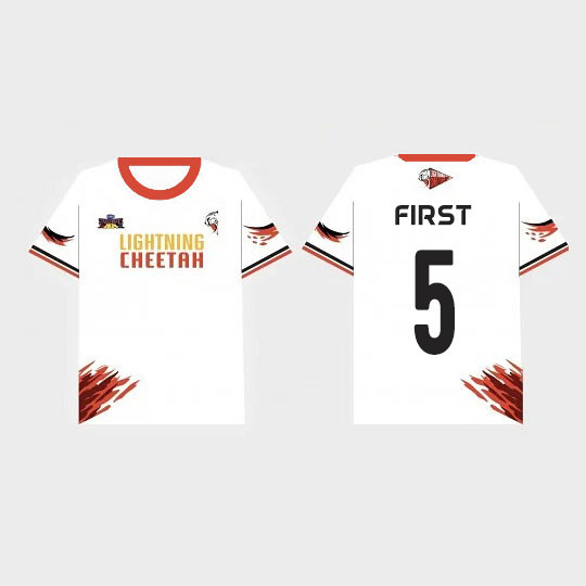 Essential Quality 2024 GMMTV IGHTNING CHEETAH JERSEY futsal White Crew Neck Short Sleeve Team Member Multi - Image 4