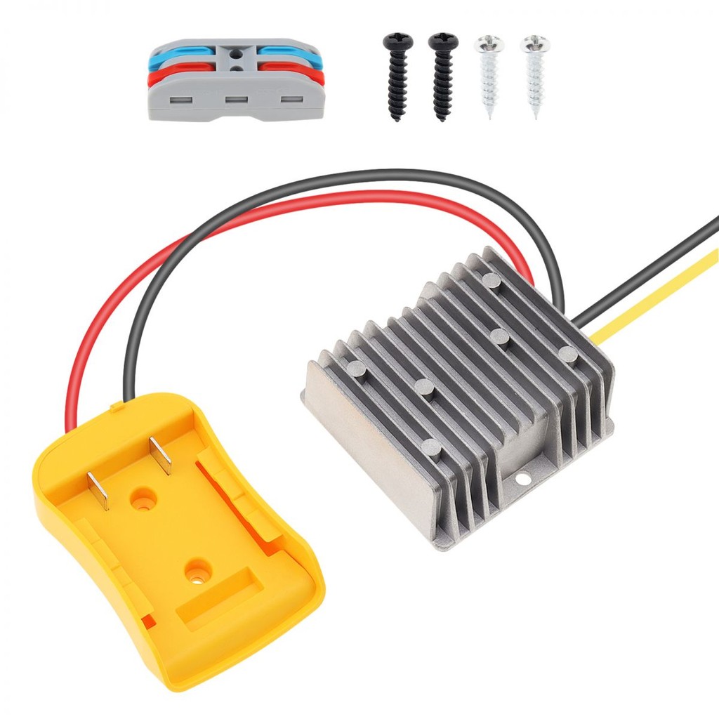 20V to 12V Step Down Converter Adapter 20A MAX 240W Inverter Automatic Buck Converter Power Wheels Adapter Kit Fit for Dewalt 20V / 18V Battery, DC Voltage Battery Power Adapter