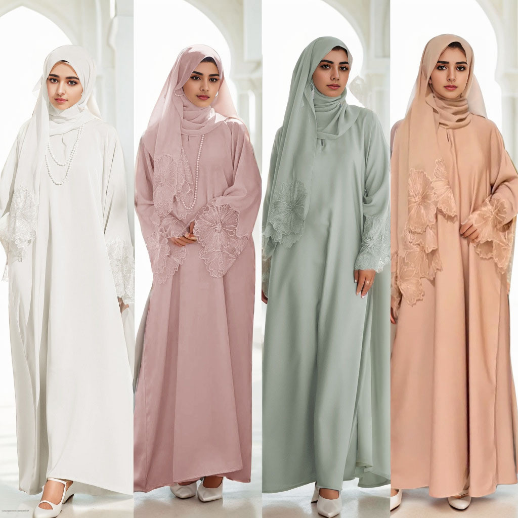 4 Spring New Women's Clothing Muslim Ladies Robe Malay Indonesian Dress with Headscarf.