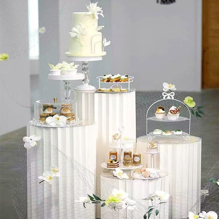 Folding Cake Stand Folding Cylindrical Dessert Table Round Paper Tube Stand Paper Cake Stand Tube Stand Party 纸质折叠圆柱甜品台