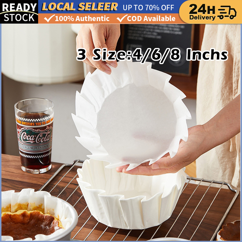 4/6/8Inch Paper Mould For Basque Burnt Cheesecake 50PCS Cupcake Paper Liner Fold-Free Cake Oil Paper Tray Oil-Proof Pad
