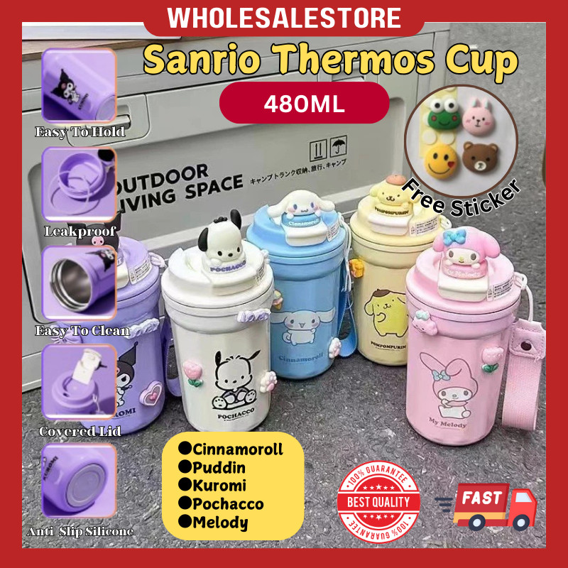 480ML Sanrio Thermal Insulation Cup w/ Lid 316 Stainless Steel Vacuum Portable Thermal Insulation Cold Water Coffee Cup