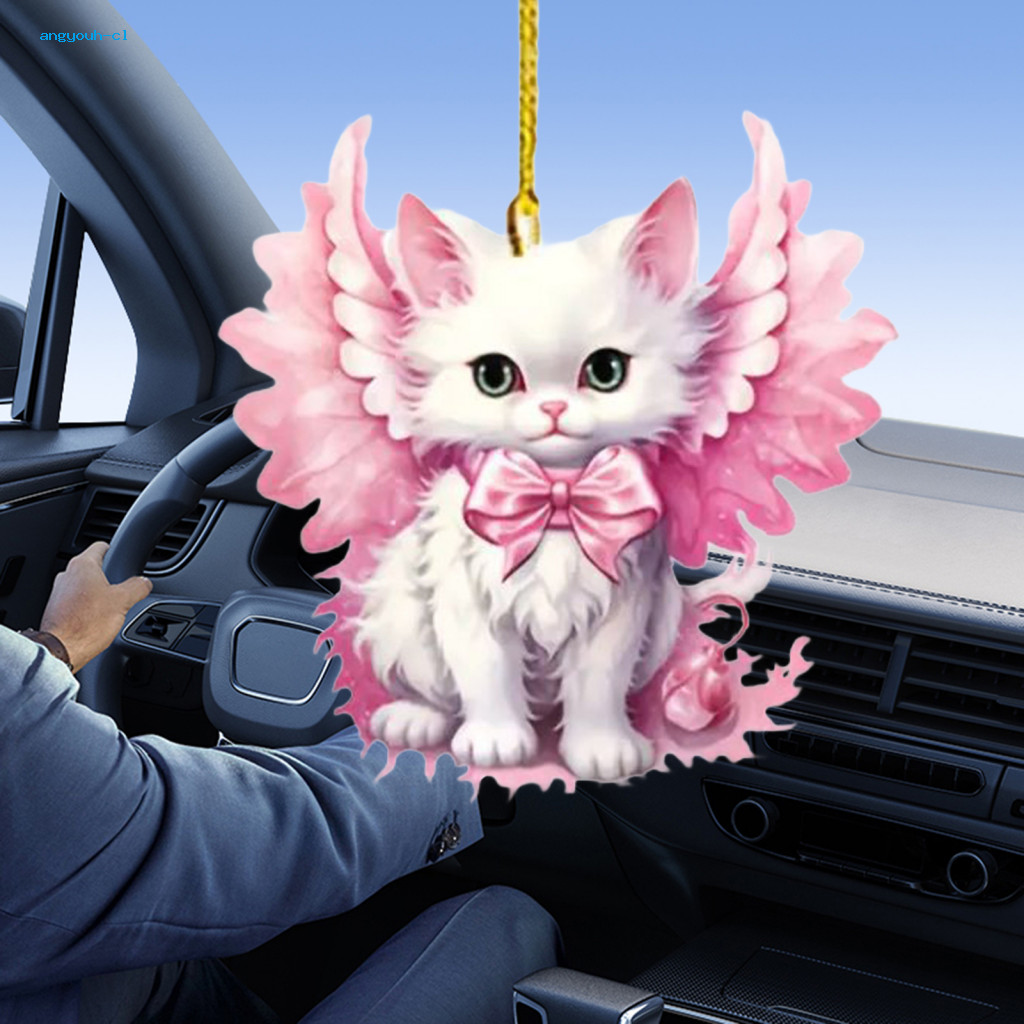 ang Acrylic Car Decoration Personalized Car Decoration Adorable Acrylic Kitten Car Ornament with Lanyard Easy to Hang Xmas Tree Decoration Cute Kitty Pendant for Southeast