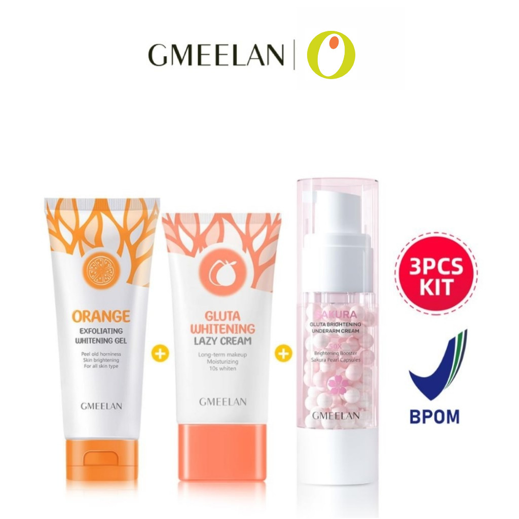 GMEELAN Gluta Whitening Lazy Cream 30g/Orange Exfoliation Whitening Gel 50g/Sakura Gluta Brightening Underarm Cream 30g
