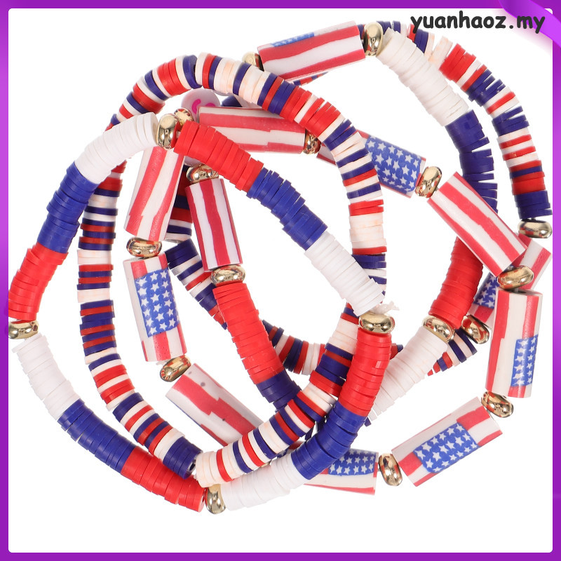 Fourth of July Bracelets 4th Jewelry White and American Independence Day Bulk Beads Charm for Women Bohemian Beaded Miss yuanhaoz