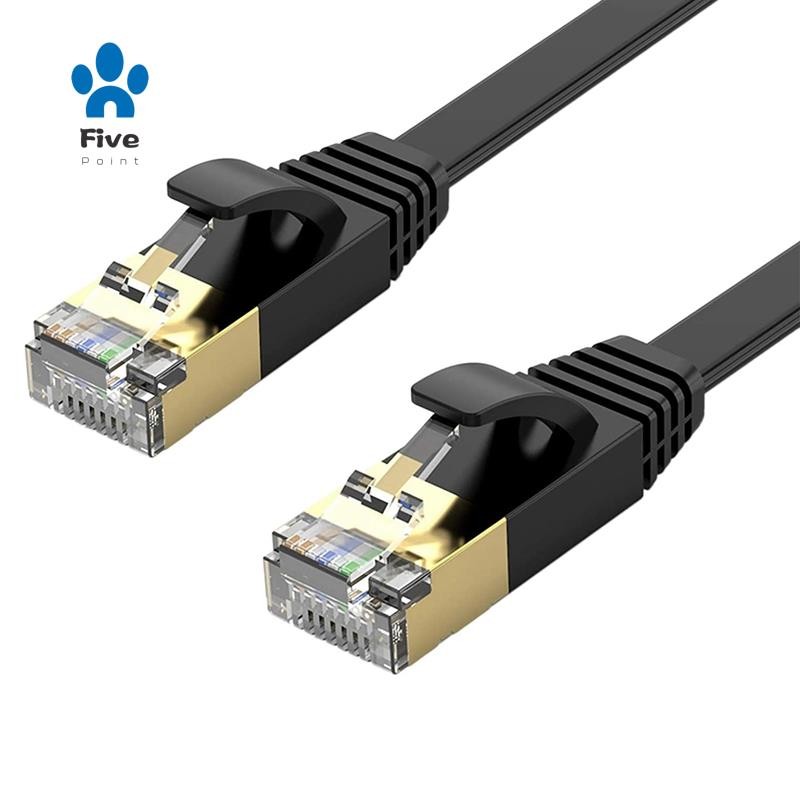 Ethernet Cable,for Cat 7 Gigabit Lan Network RJ45 High-Speed Patch Cord Flat 10Gbps 600Mhz for PC, Router, , Black