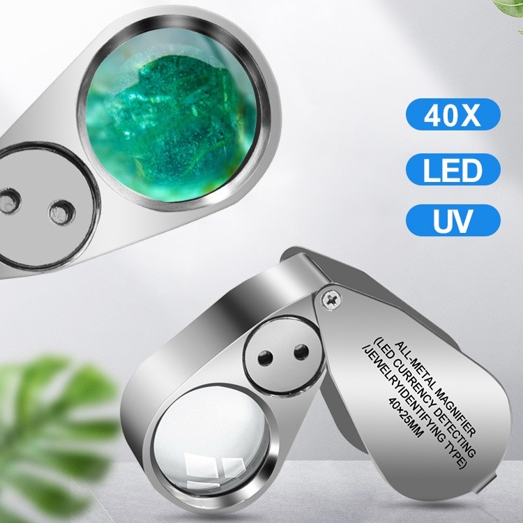 Versatile Must 40X Mini Pocket Microscope Magnifying Glass Foldable LED UV Light Illuminated Jewelry Loupe Magnifier ... - Image 3