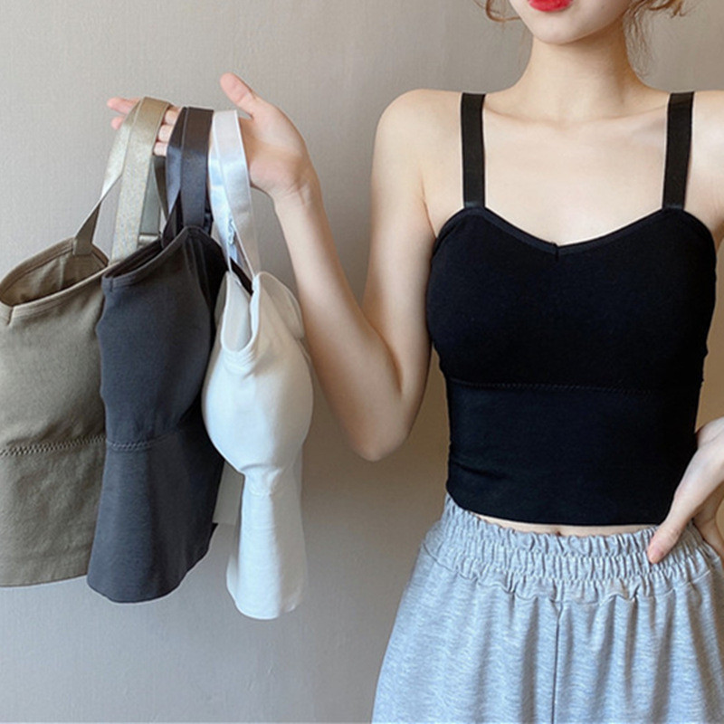 Wide Shoulder Strap Camisole Women Slim-fit Sexy Underwear Anti-glare Tube Top Wireless Lingerie