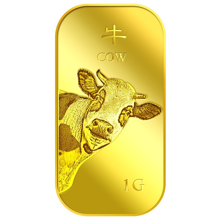 JB1 Puregold 1g Golden Cow Gold Bar l 999.9 Pure Gold