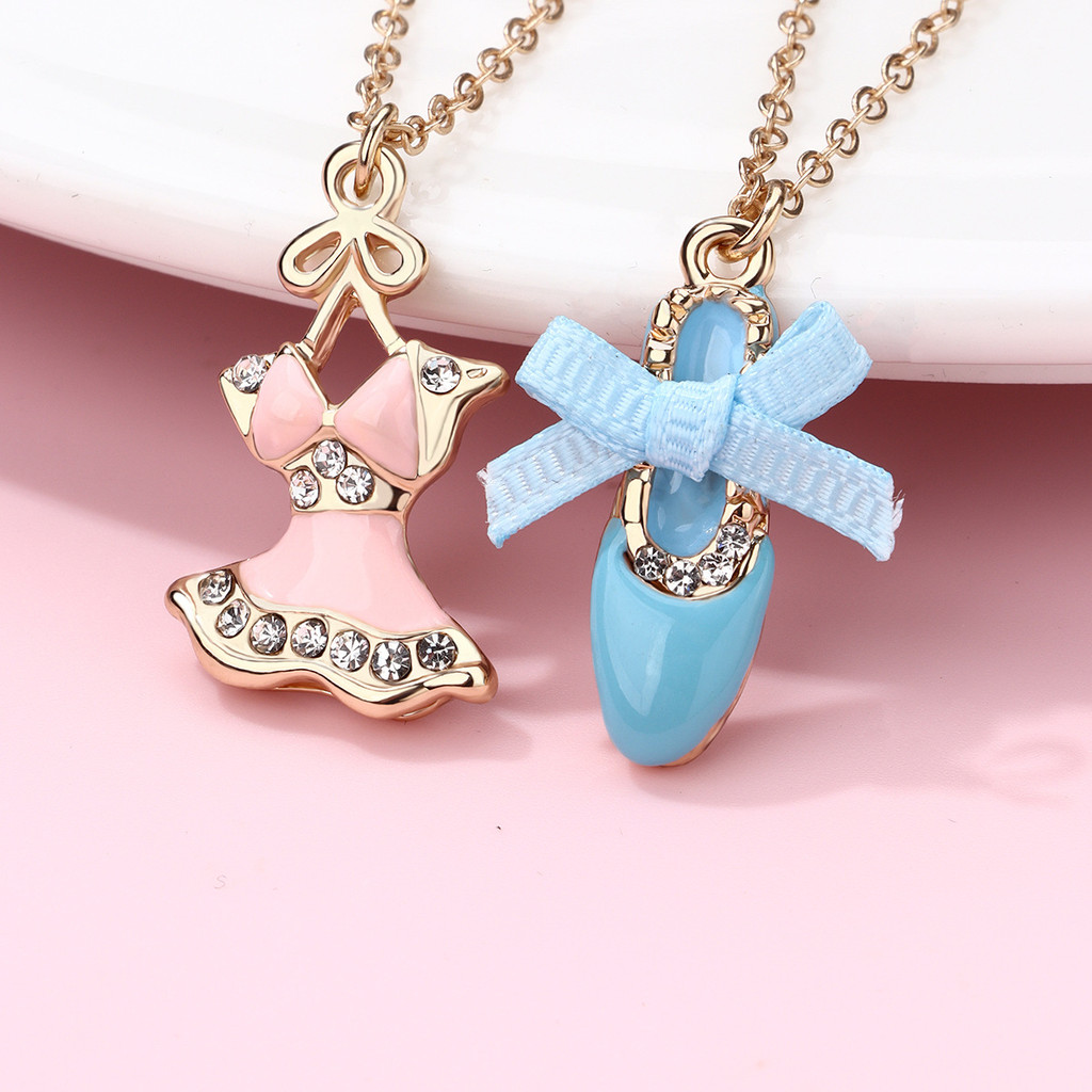 MMT Kids Necklace Set Skirt and Ballet Shoes Eco-friendly Alloy Pendant Gift for Kids