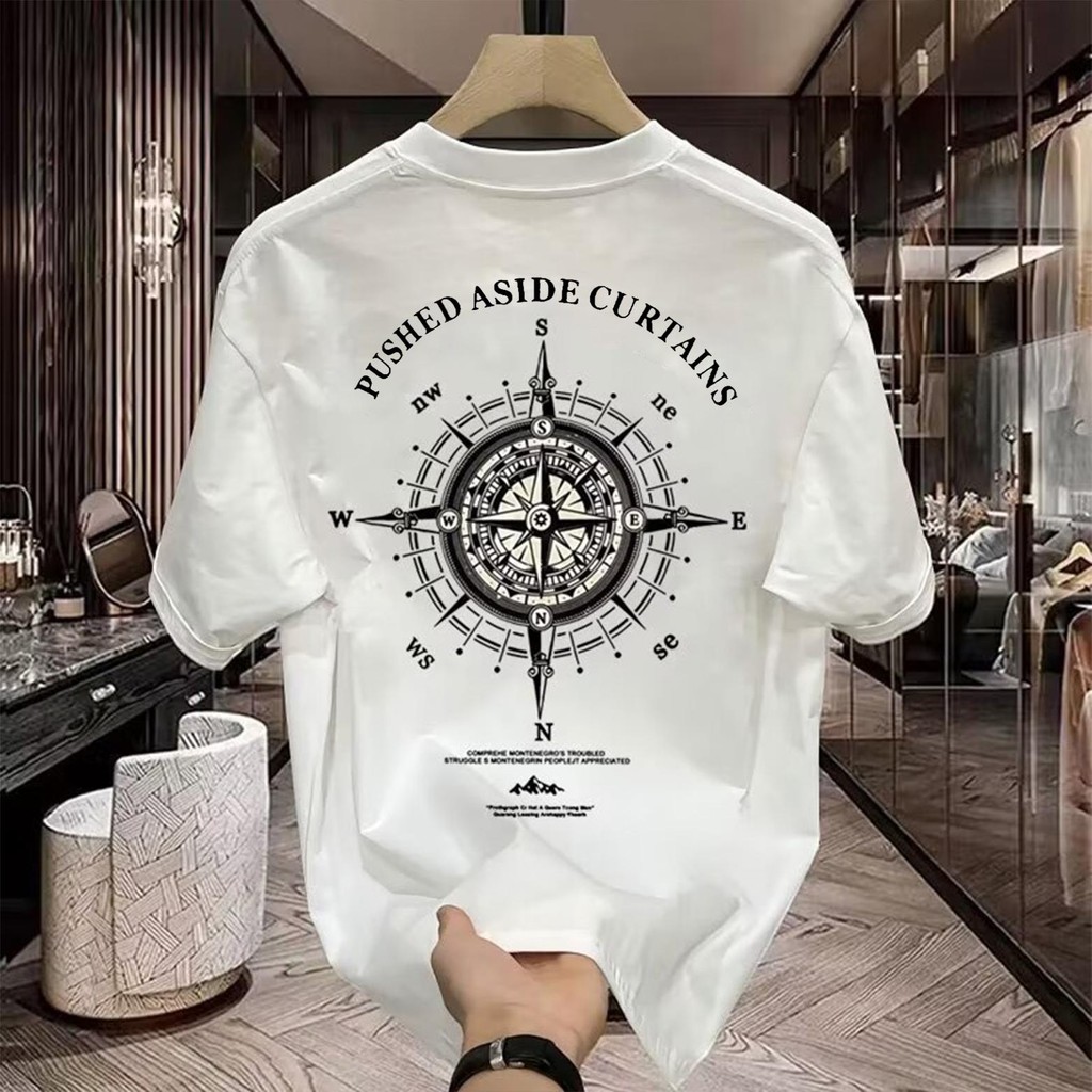 Ready Stock 2025 Trendy American Style T-Shirt, 100% Pure Cotton Loose Fit, Round Neck Letter Print Unisex Tee, Casual Daily Wear