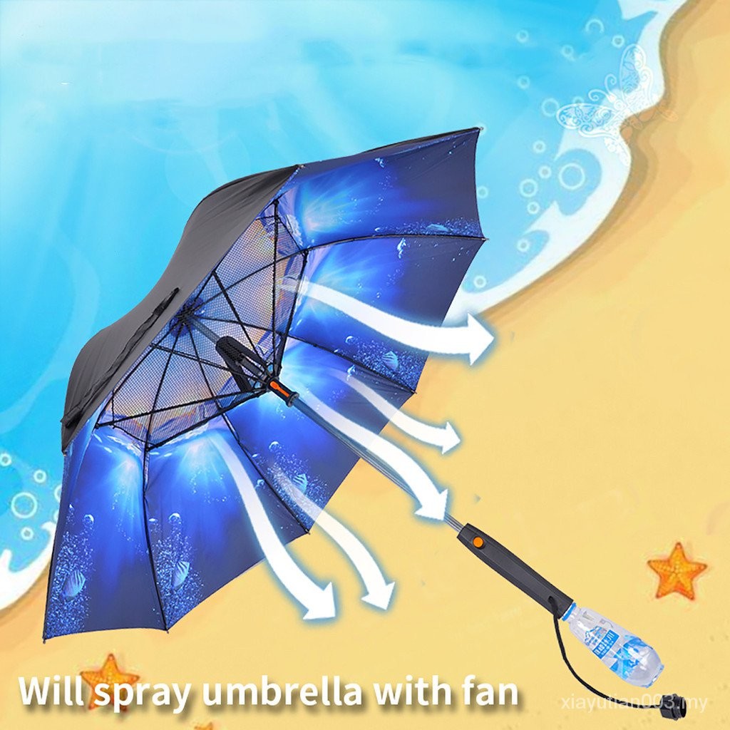 Douyin Online Influencer Same Style Water Spray Mist Spray Umbrella Fan Sun Umbrella Sun Protection UV Protection Creative Umbrella for Women