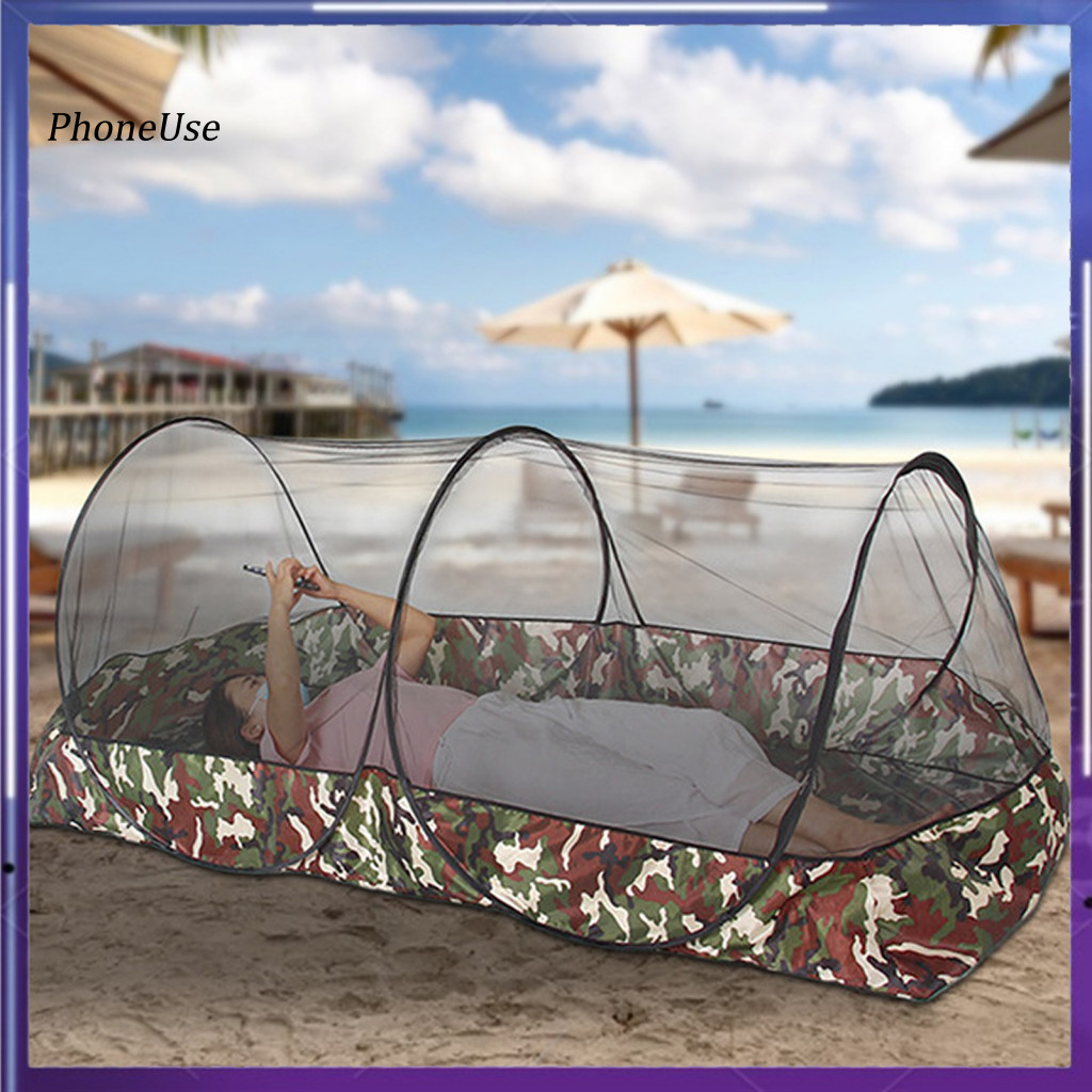 PhoneUse Easy-fold Mesh Tent No Installation Mesh Tent Portable Waterproof Mesh Tent for Outdoor Camping Hiking Travel Single/double Person Fly Protection Shelter Net Tent