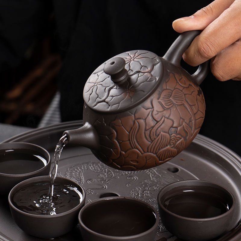 1468 Times Repurchase Yixing Zisha Teapot Hand-Painted Antique Embossed Lotus Teapot Large-Capacity Household Teapot Kung Fu Tea Set Teacup Set 1468 Times Repurchase Yixing Zisha Teapot Hand-Painted Antique Embossed Lotus Teapot Large Capacity 4.26.1