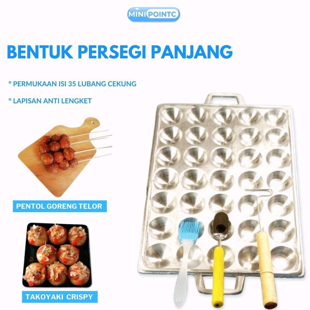 Aluminum 35 Hole Pan Mold - Non-Stick Takoyaki Cake Pan - Aluminum Mini Martabak Mold - Multi-Purpose 35 Hole Pan - Silicone Kitchenware Fried Quail Egg Mold