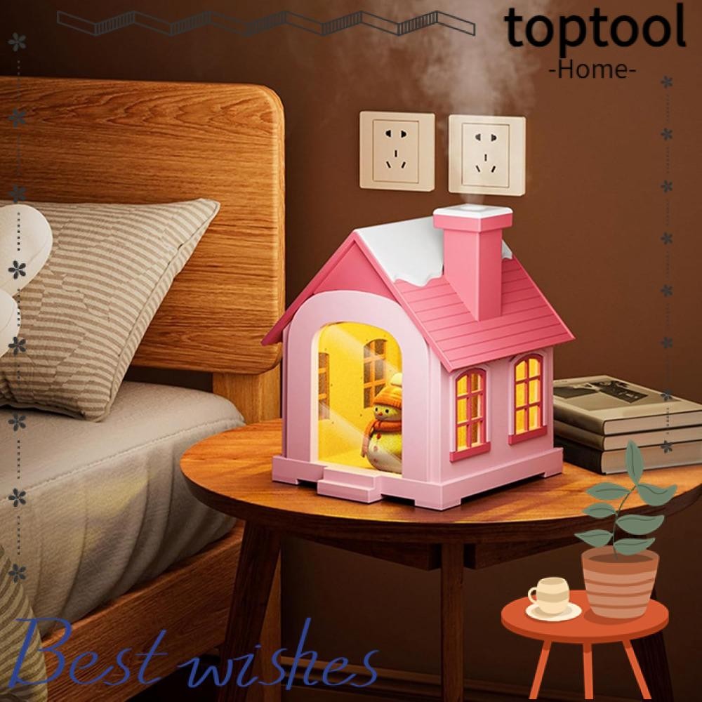 TOPTOOL Christmas Village Houses Humidifier, Snowman Figurines Smart LED Nightlight Humidifier, High Quality Cute Color Changing Bedroom Essential Low Energy Mister Home