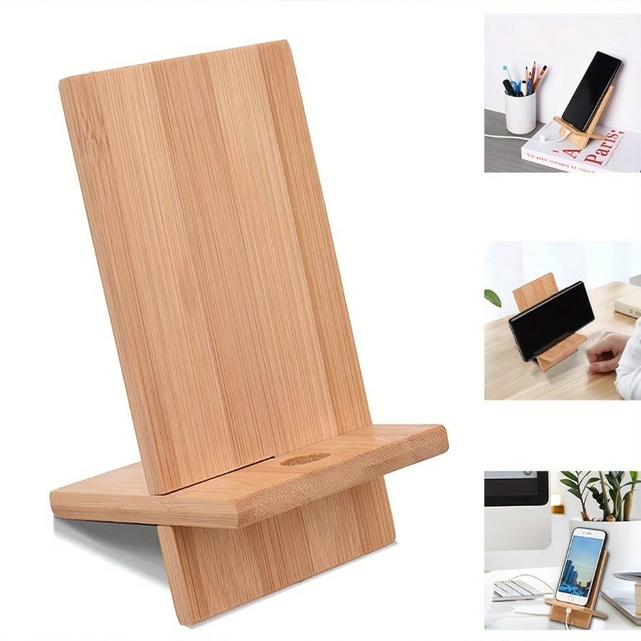 Bamboo Mobile Phone Holder with Charging Hole Detachable Portable Wooden Mobile Phone Holder Desktop Mobile Phone Holder Suitable for all smartphones