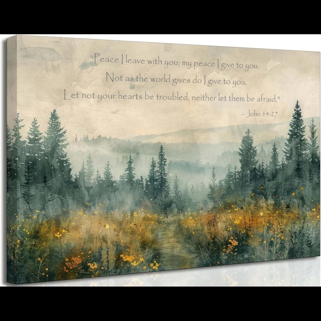 Peaceful Forest Pathway Christian Bible Canvas Art John Scripture Watercolor Wall Decor for Living Room Bedroom xin