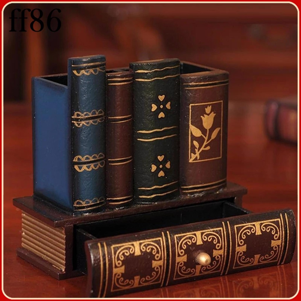 1/2/3/5 Wood Unique And Exquisite Vintage Book Pen Holder Well Organized And Fashionable Desk Decor