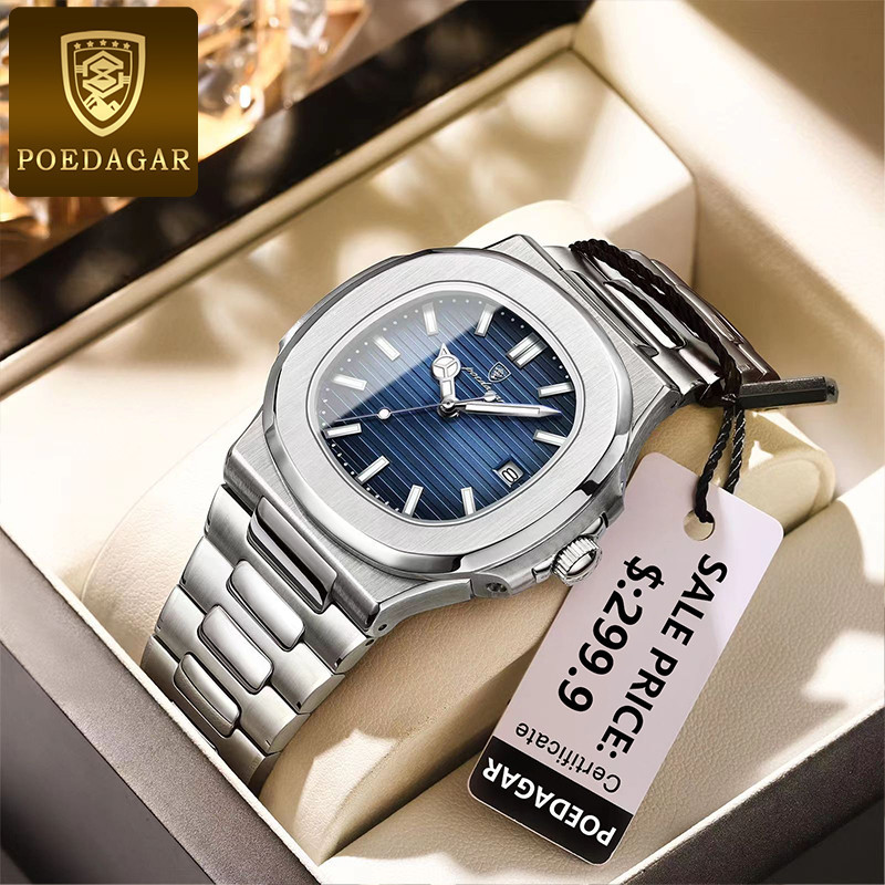 FL Watch POEDAGAR Luxury Watch Men Hot Sale Waterproof Luminous Steel Sport Casual Swiss Quartz