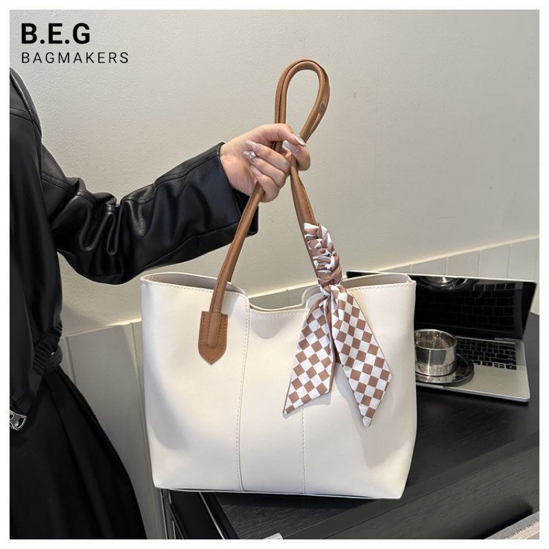 B.E.G Women Bag Elegant Classy Fashion Shoulder Bag Work Tote Bags Large Capacity PU Leather Tote Bag bag murah wanita