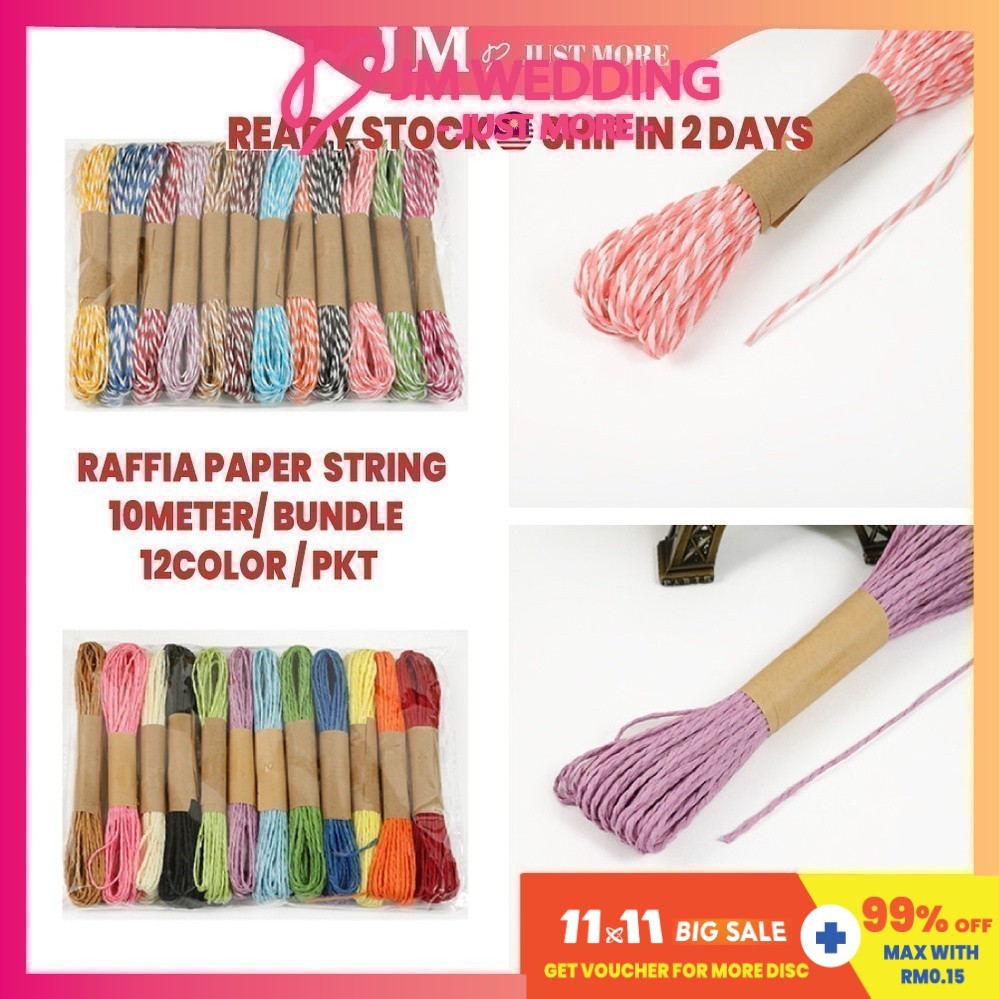 / Mix Raffia Paper Thread Crochet Yarn Tali Seni Art Handmade Gift Wrap/School 纸绳-DIY