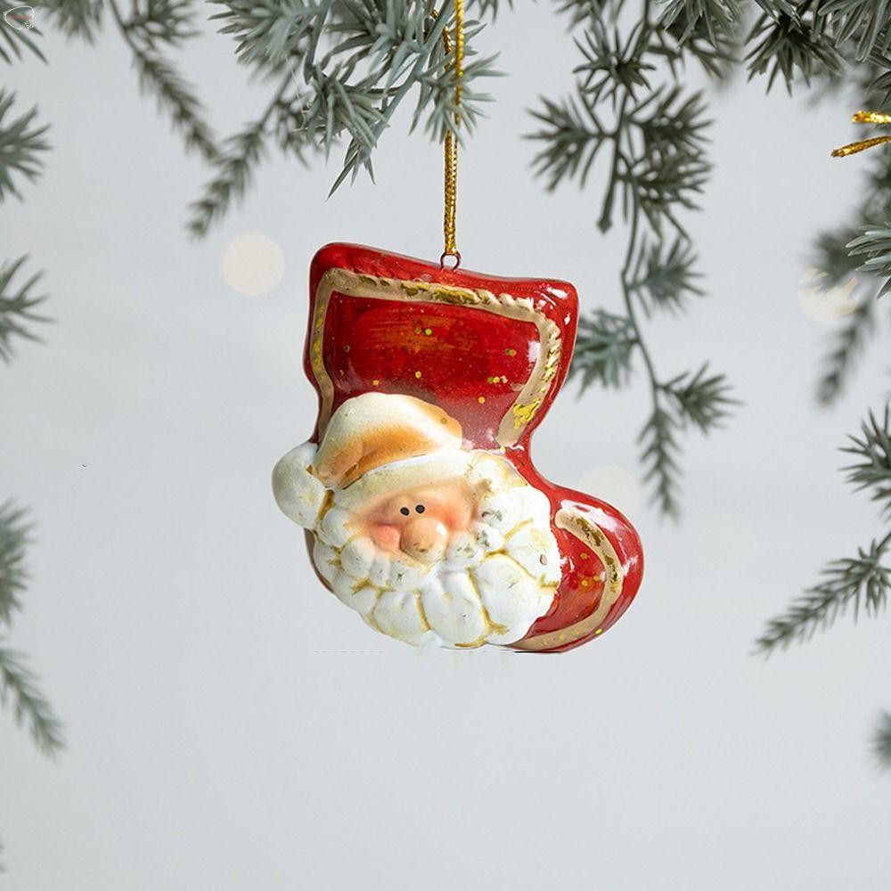 MXBEAUTY Christmas Tree Hanging Ornaments, Exquisite Retro Santa Claus Red Pottery Pendant, Photography Props Handcrafted Cartoon Merry Christmas Decoration Home New Year Gift