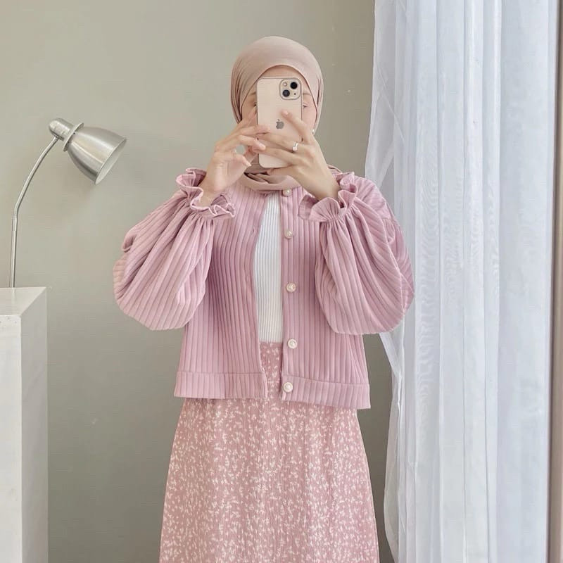 Shamela - CARDIGAN PUFFY KNITHornet KOREAN STYLE CARDIGAN BUTTON VINTAGE