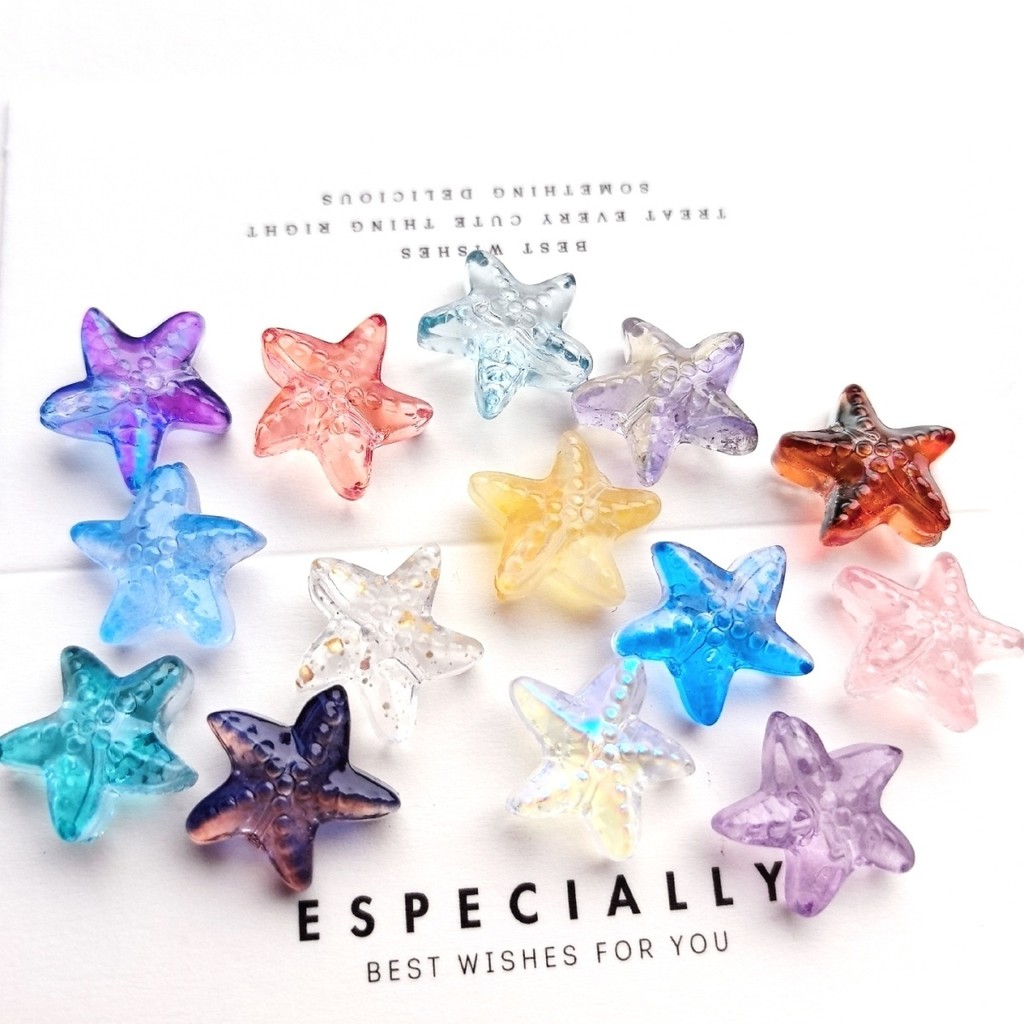 Handcrafted beading hand beaded Czech Glass Sea Life Hole Cute Little Starfish Handmade diy Jewelry Accessories beaded Loose Beads 14mmSemi-finished diy handcrafted beading 25.4.21