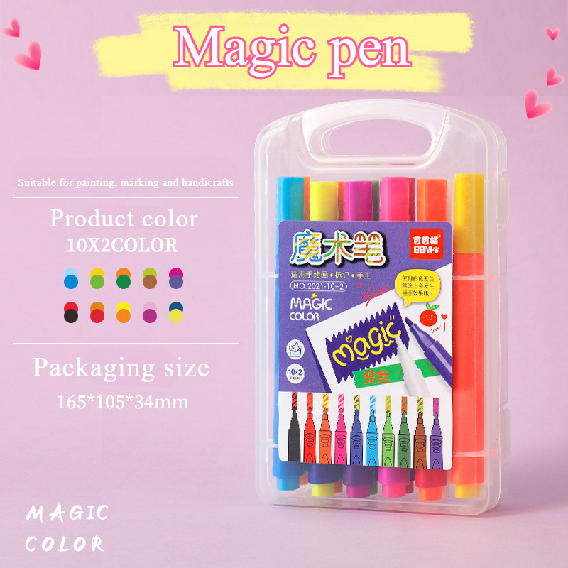 [New] 12Pcs/Box Fun Magic Color Change 10 Plus 2 White Magic Pen Invisible Pen Children's Fun Watercolor Pen