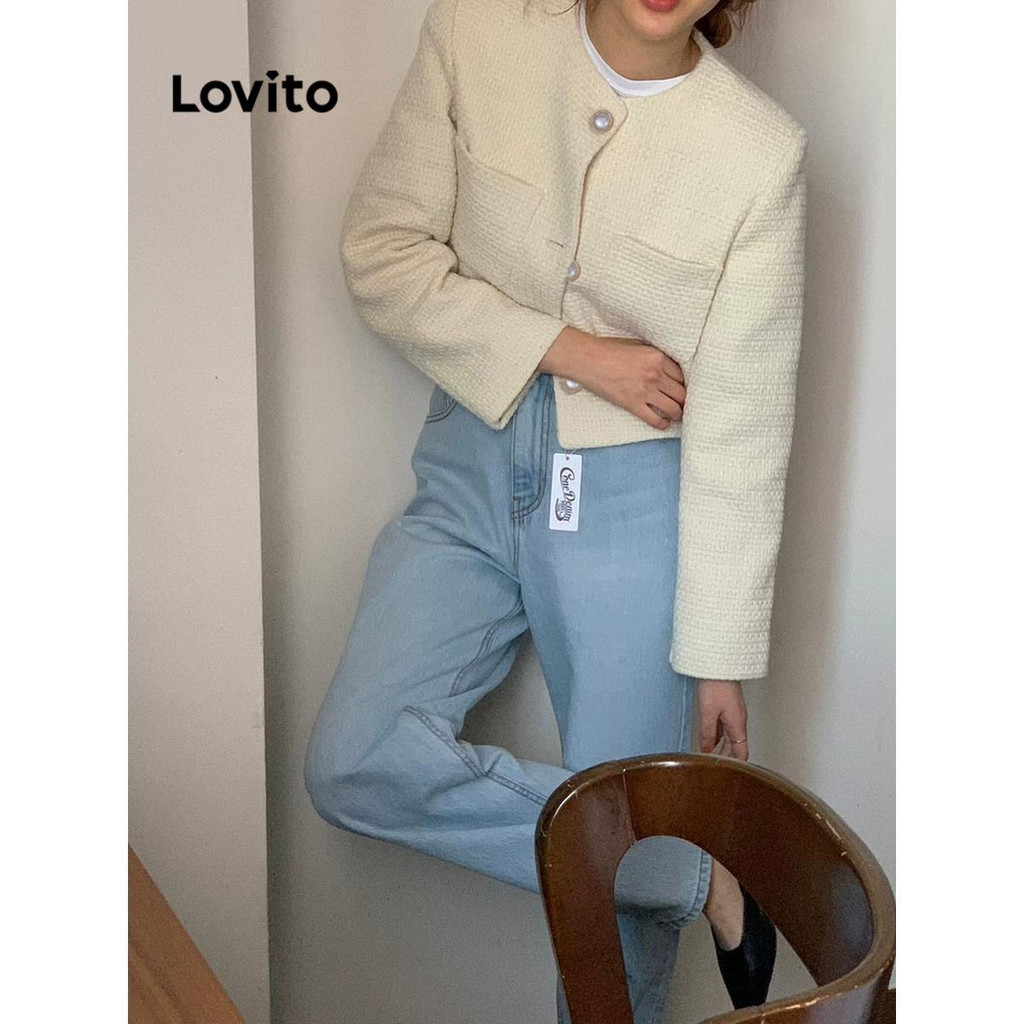 Reliable Premium Lovito Plain Button Blazer Women LNA70046 Polos dengan Kancing untuk Wanita Durable Have - Image 2