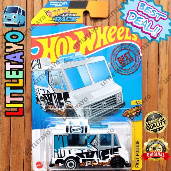 PUTIH Hot Wheels Quick Bite Ice Cream Truck White Orange Blue Loose Van Fast Food Truck Camper Car