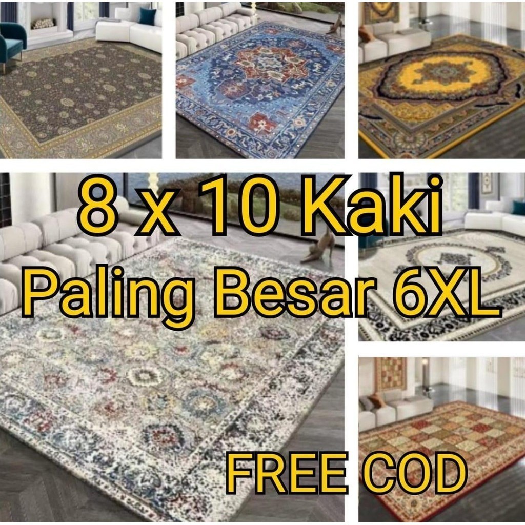 298-379 [NEW 1C] 3D 6XL Carpet Velvet 200cm x 300cm [8x10 ft] Muat dengan 14 Kerusi Meja Makan