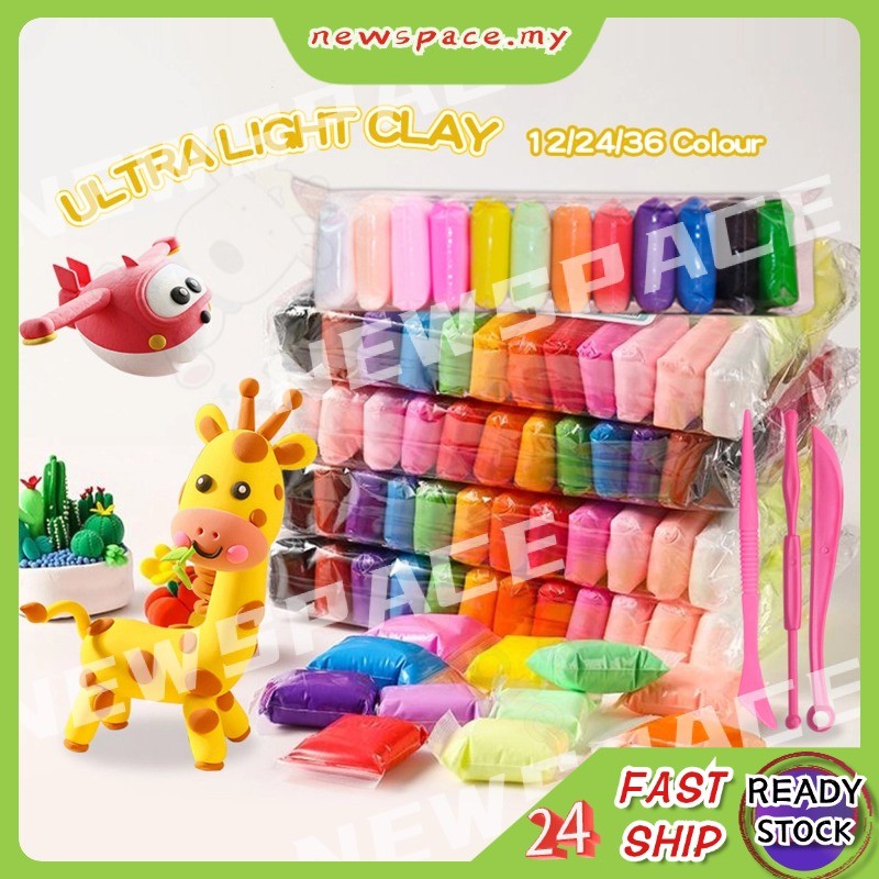12/24/36 Colors Super Light Clay Set With Tools For Kids Modeling DIY Clay Air Dry Clay Set Squishy Toys 超輕粘土